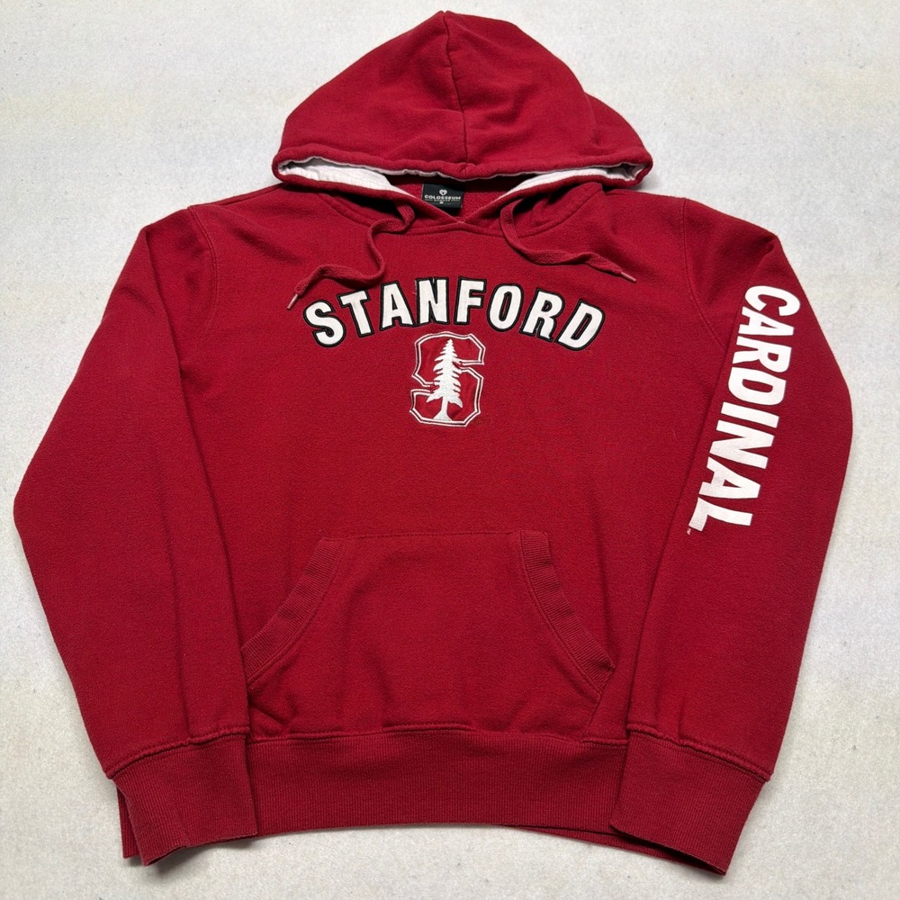 Colosseum Stanford Cardinal Hoodie Pullover Sweatshirt Fleece Red Womens Small‎
